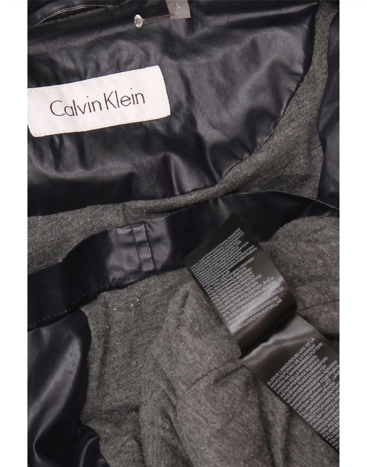 CALVIN KLEIN Womens Hooded Parka Jacket UK 16 Large Navy Blue Polyester