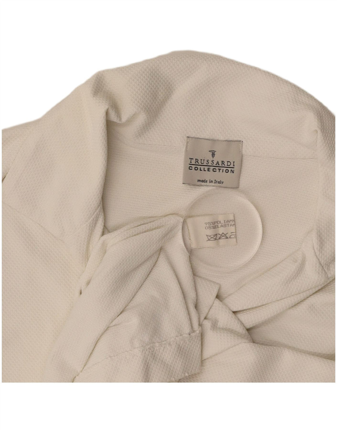 TRUSSARDI Womens Crop Polo Shirt UK 12 Medium White Polyamide