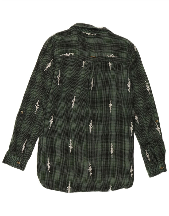 White Stuff Womens Oversized Flannel Shirt UK 6 XS Green Check Cotton