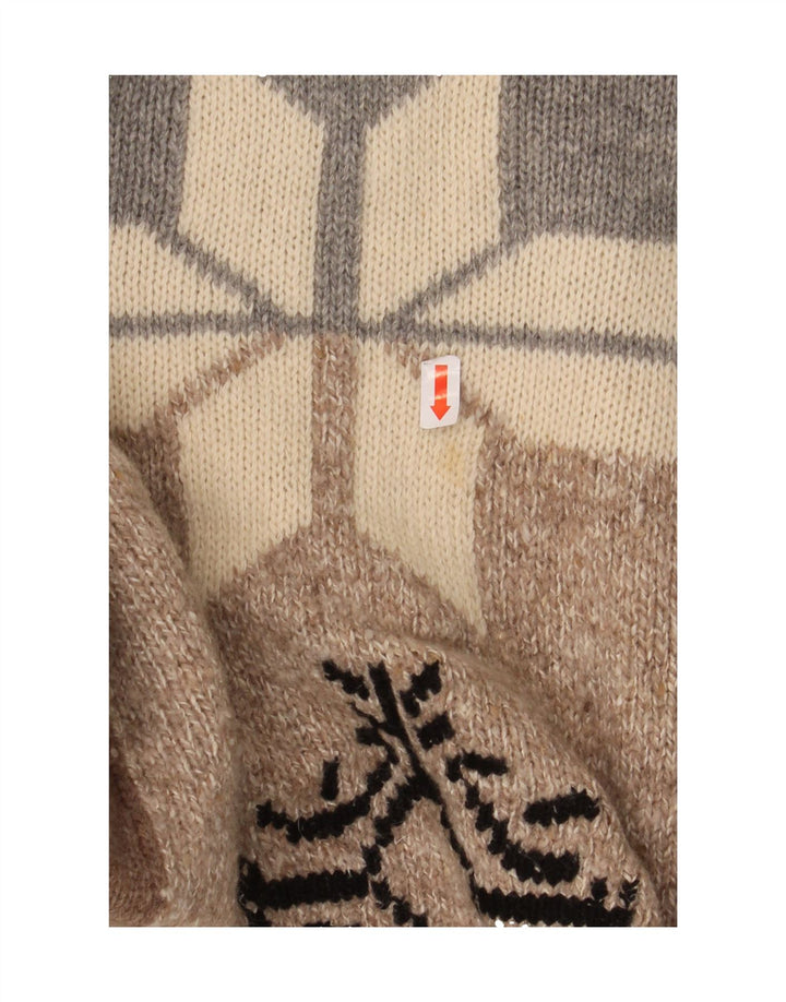 VINTAGE Mens Crew Neck Jumper Sweater Large Beige Colourblock Wool Vintage Vintage and Second-Hand Vintage from Messina Hembry 