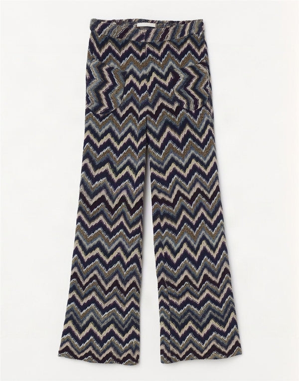Pantalones casuales acampanados vintage para mujer W26 L30 Chevron multicolor