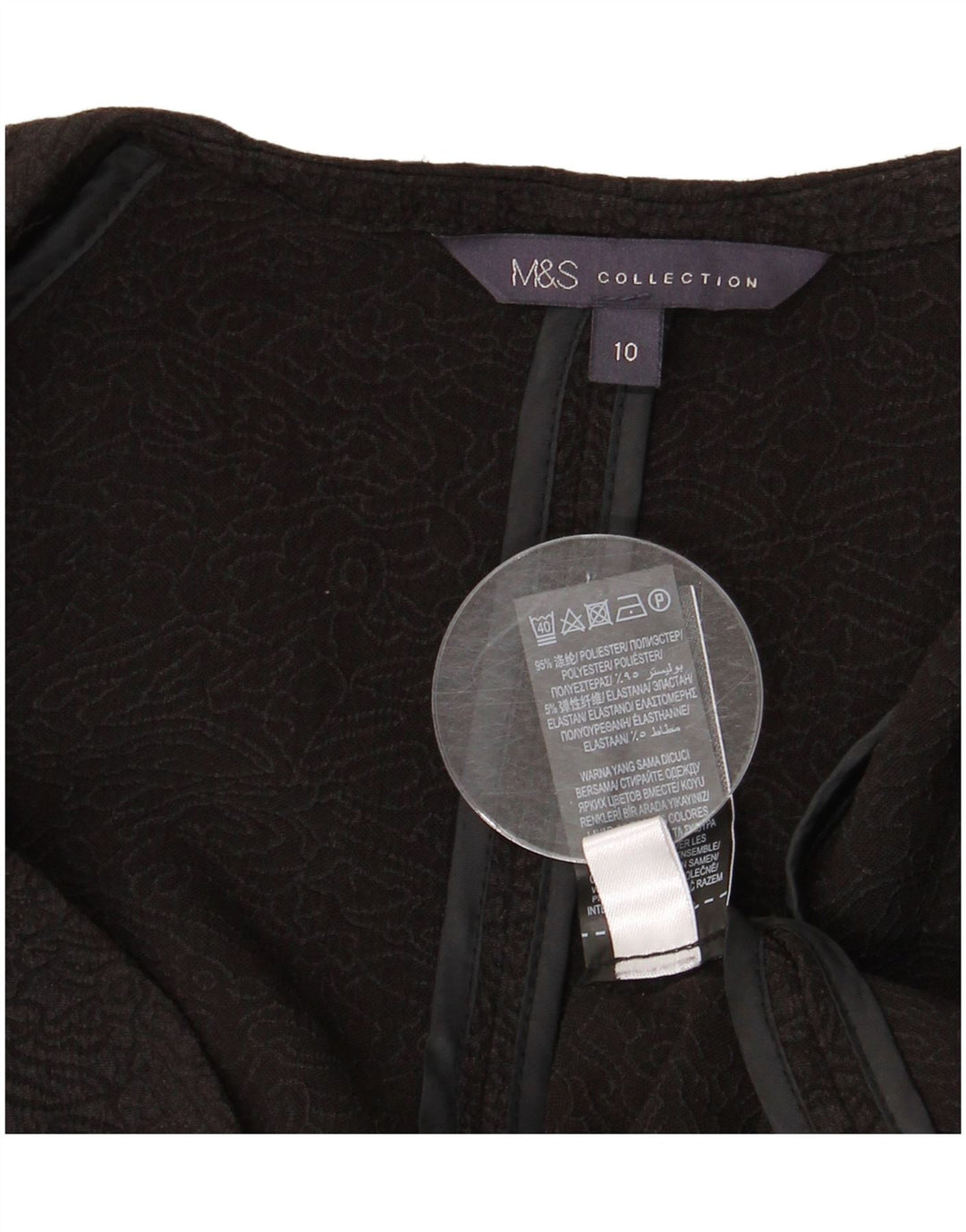 MARKS & SPENCER Dame 3/4 ærmet åben blazerjakke UK 10 Small Black