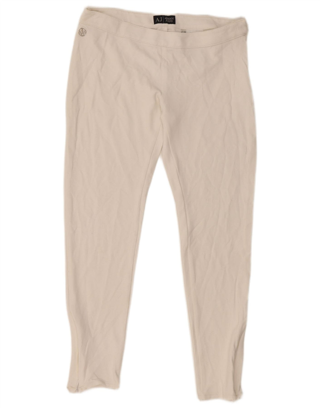 Armani Womens Slim Casual Trousers Medium W30 L26  White Viscose