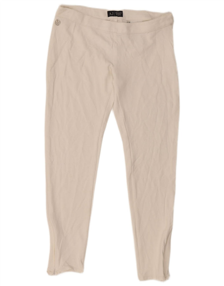 Armani Womens Slim Casual Trousers Medium W30 L26  White Viscose