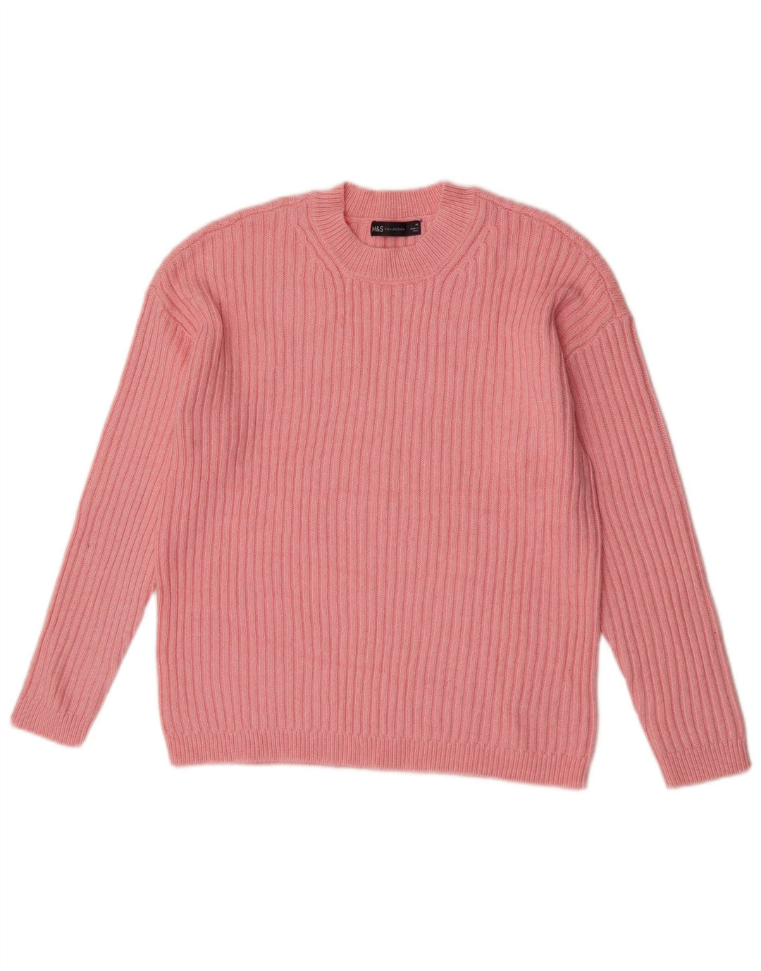 Marks & Spencer Damen-Pullover mit Rundhalsausschnitt, UK 14, Mittelrosa, Polyester