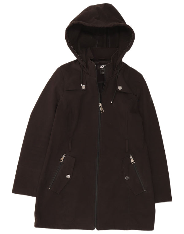 Dkny Abrigo cortavientos extragrande con capucha para mujer UK 10 Small Poliéster negro
