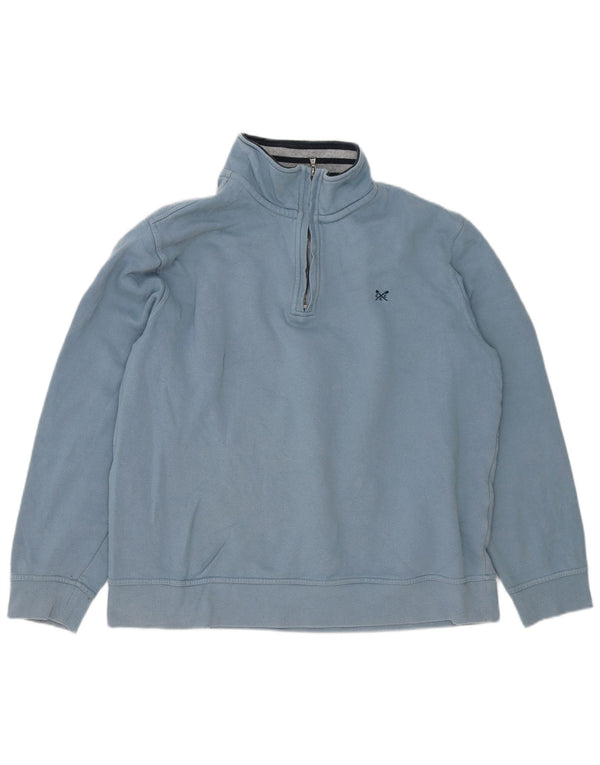 Crew Clothing Mens Zip Neck Sweatshirt Jumper 2XL Blue Cotton