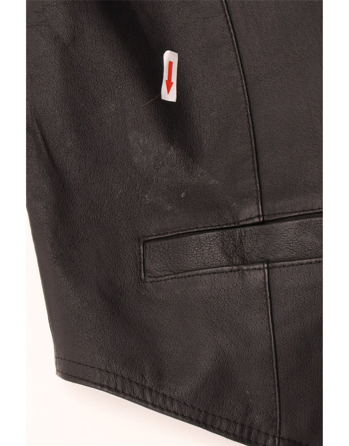 John F Gee Mens Leather Waistcoat Large Black Leather