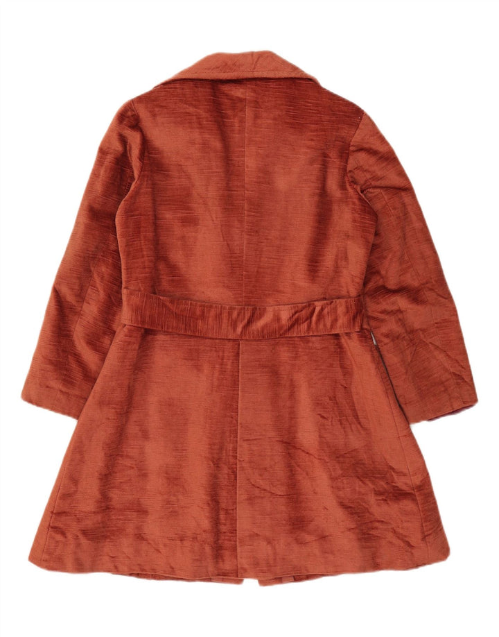 Vintage Womens Velvet Overcoat UK 10 Small Brown