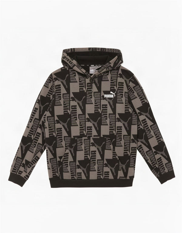 Felpa con cappuccio grafica da uomo Puma XL in cotone color block grigio
