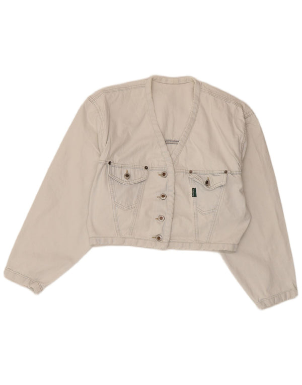 Kenny S Womens Crop Oversized denimjakke UK 10 Small White Bomuld