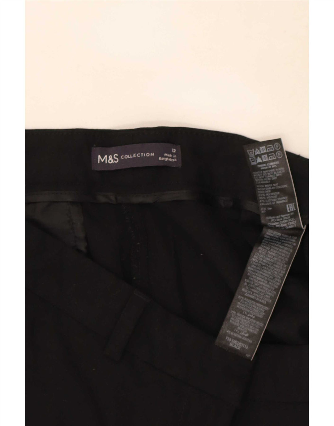 Marks & Spencer Womens Crop Suit Trousers UK 12 Medium W30 L25 Black
