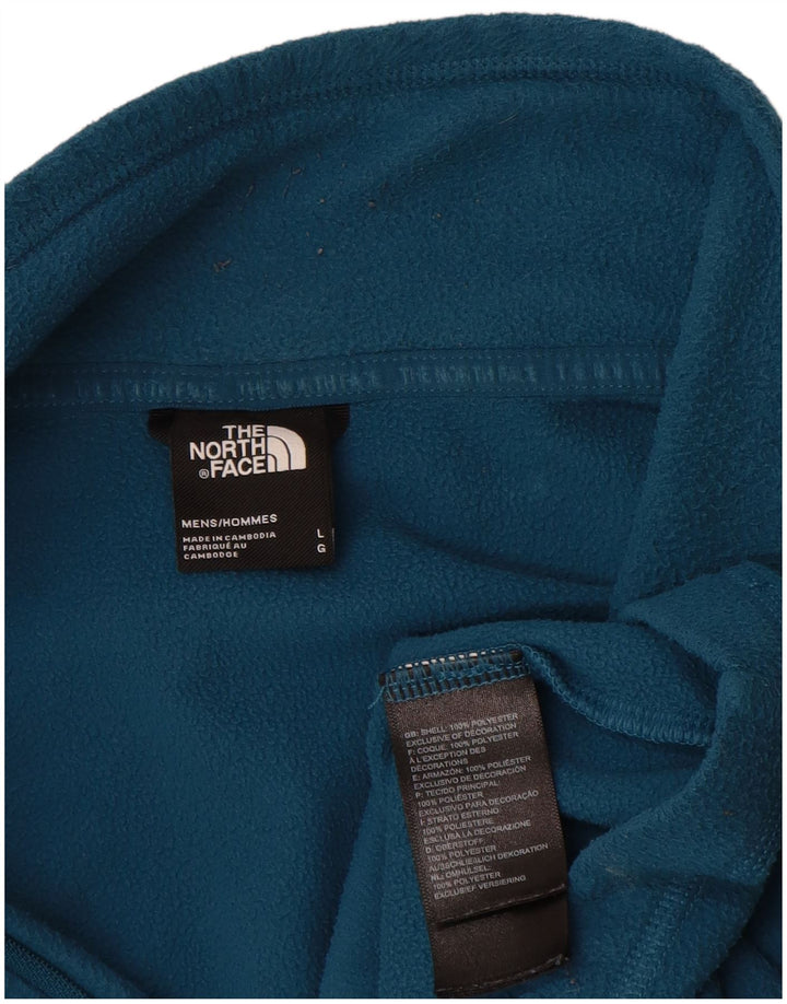 The North Face mænds lynlås hals fleece jumper stor blå polyester