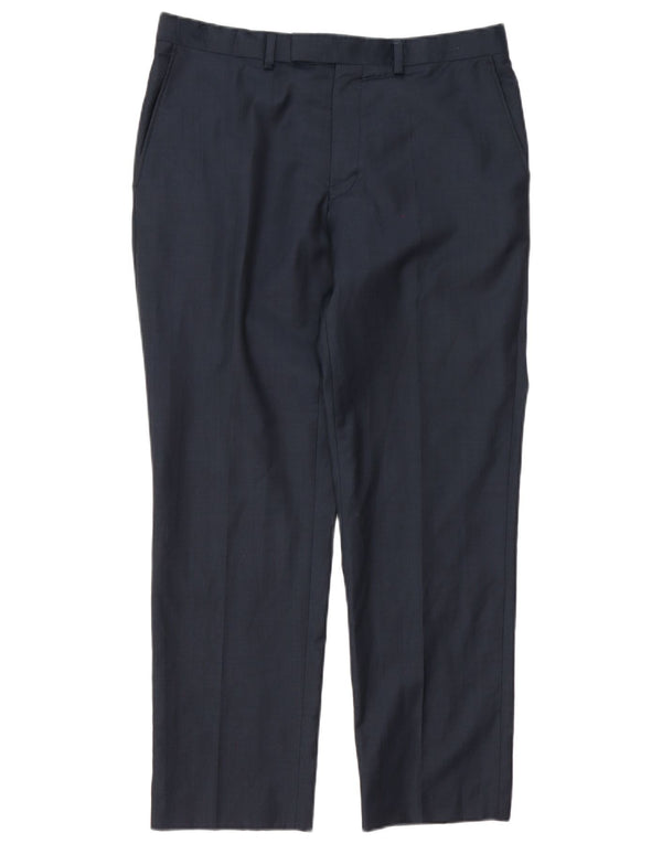 Marks & Spencer Mens Autograph Straight Suit Trousers W34 L29 Navy Blue