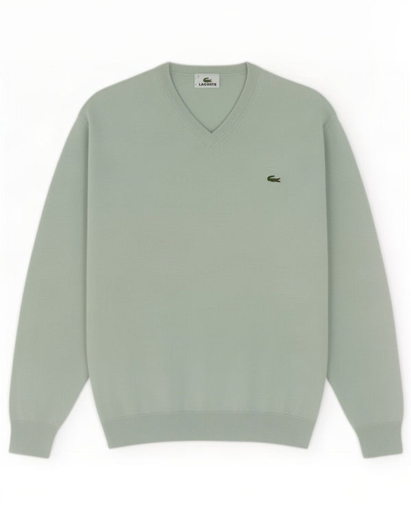 Мужской джемпер с v-образным вырезом Lacoste, размер 4, средний бирюзовый хлопок