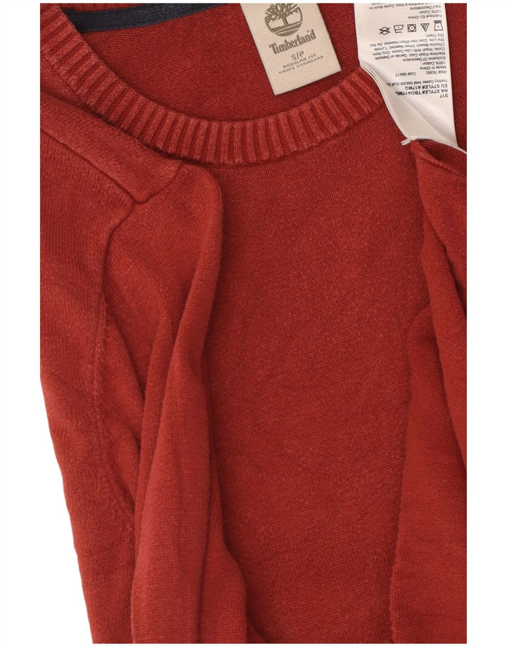 TIMBERLAND Mens Boat Neck Jumper Sweater Small Red Cotton