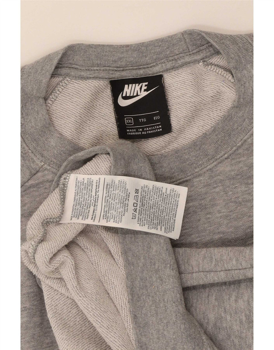 Nike Womens Oversized Sweatshirt Jumper UK 20 2XL Grey Flecked Cotton