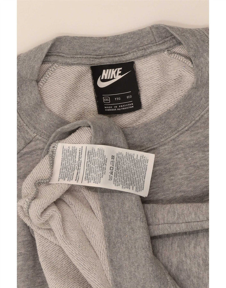Nike Womens Oversized Sweatshirt Jumper UK 20 2XL Grey Flecked Cotton