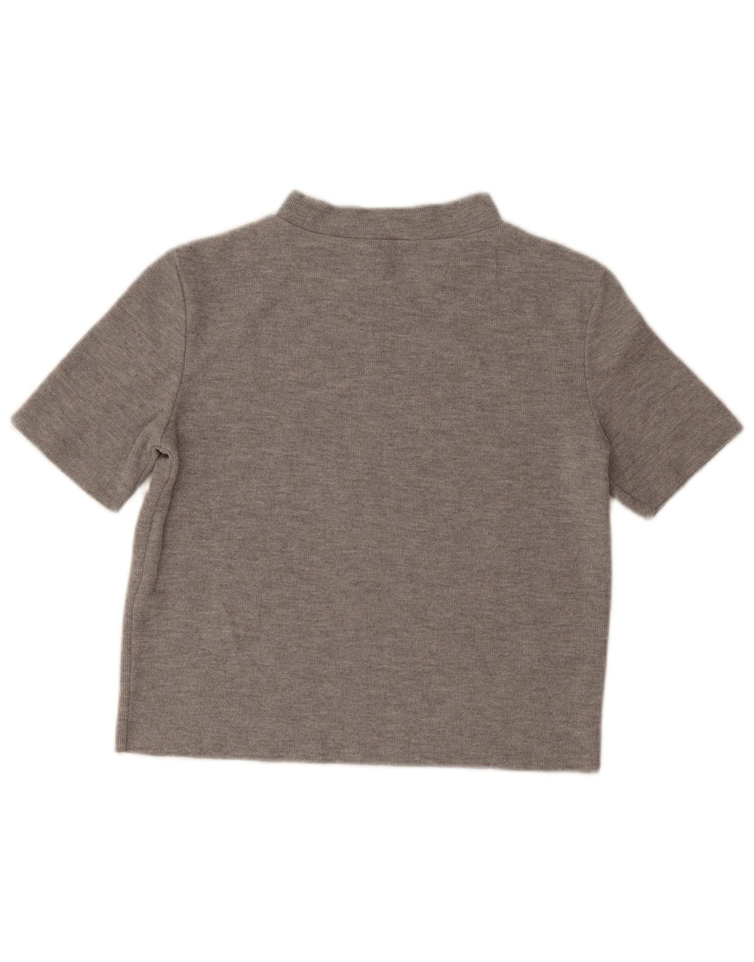 Zara Womens Crop T-Shirt Top UK 12 Medium Grey Polyester
