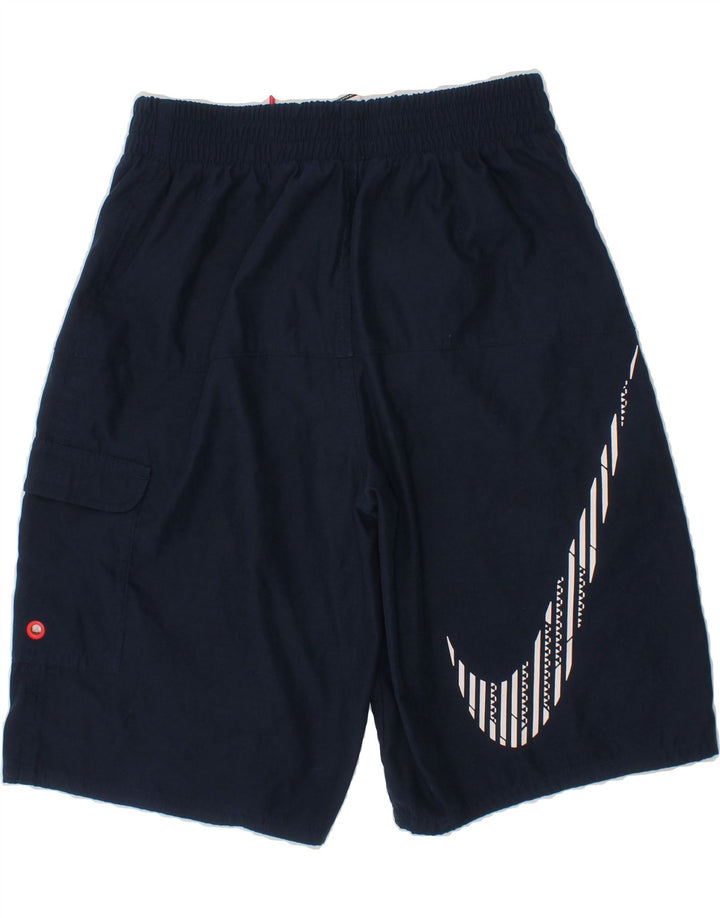 NIKE Boys Graphic Swimming Shorts 8-9 Years Small Navy Blue Polyester Vintage Nike and Second-Hand Nike from Messina Hembry 