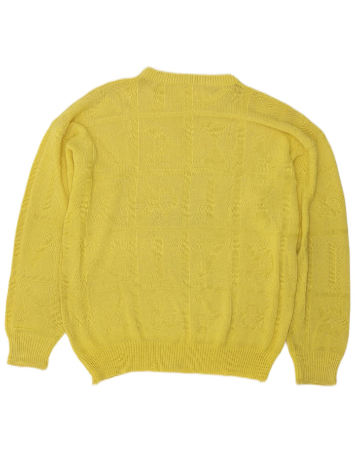 Maglione vintage da uomo girocollo giallo medio