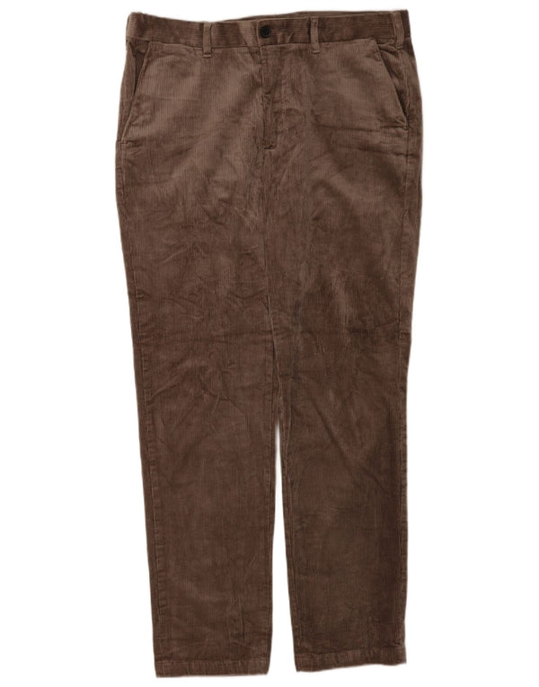 Marks & Spencer Mens Regular Fit Corduroy Trousers W36 L33 Brown Cotton