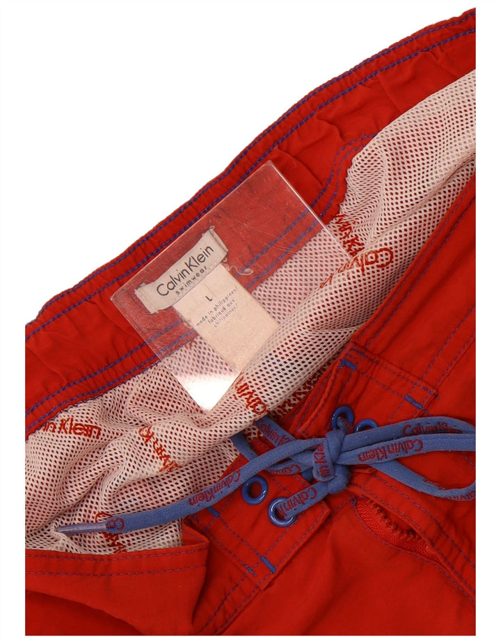 Calvin Klein Mens Graphic Swimming Shorts Large Red Polyester