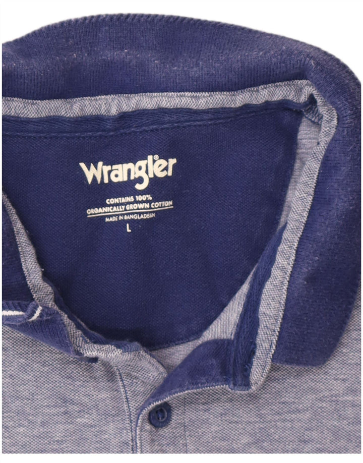 Wrangler Mens Polo Shirt Large Navy Blue Cotton