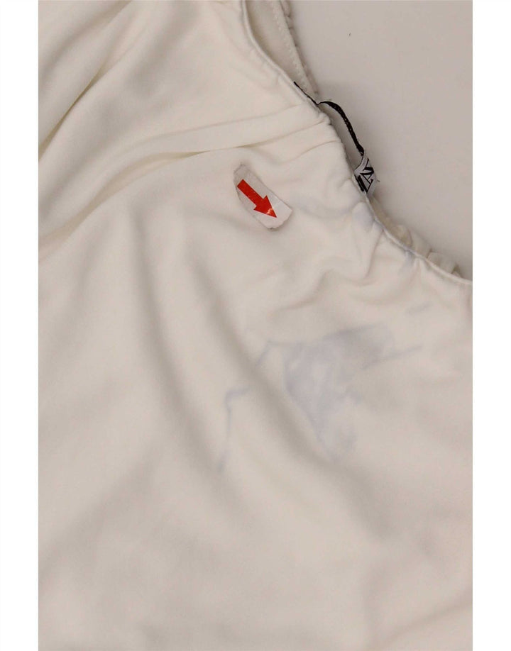 Zara Haut court sans manches pour femme UK 12 Polyester blanc moyen