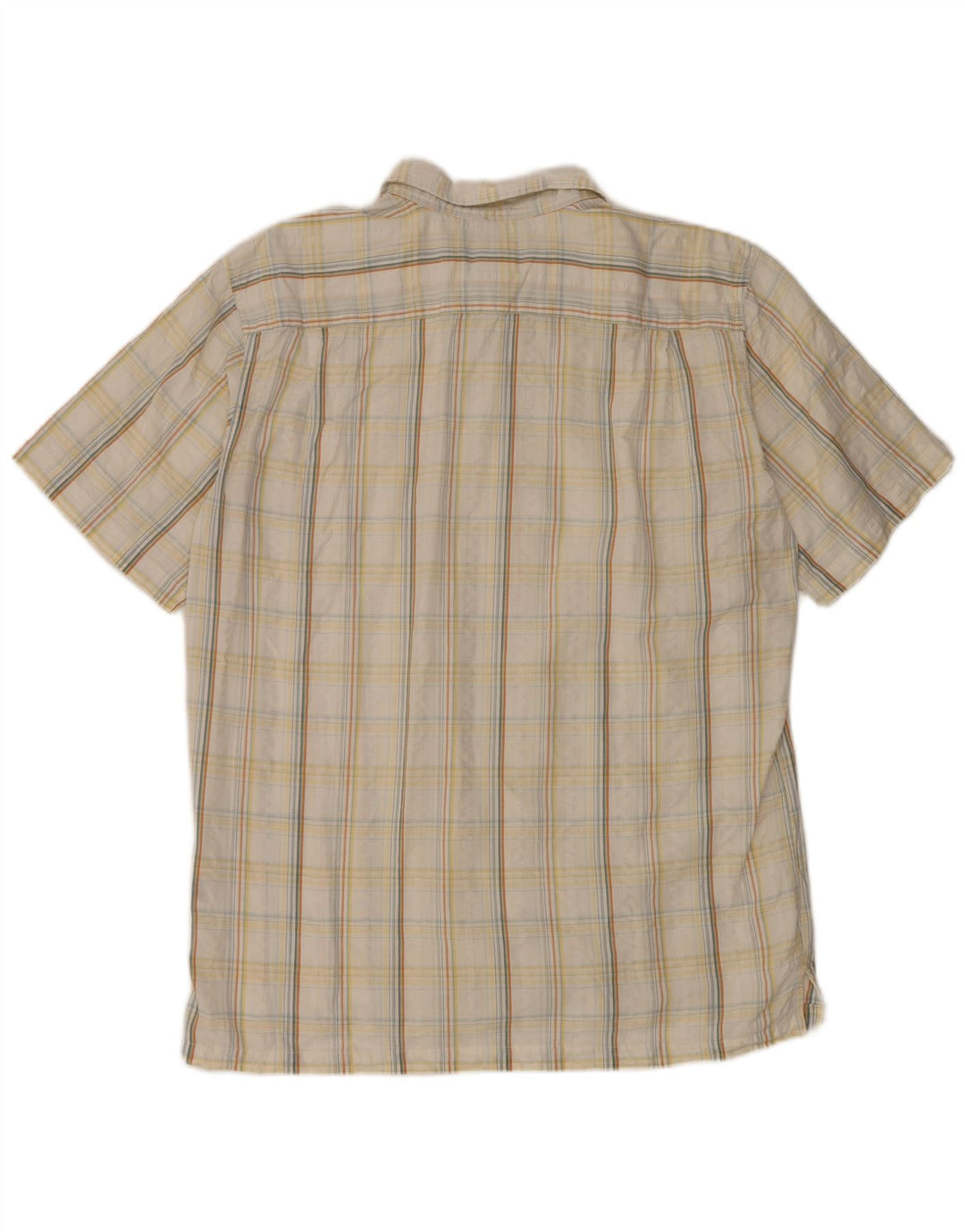 Columbia Mens Short Sleeve Shirt Large White Check Cotton