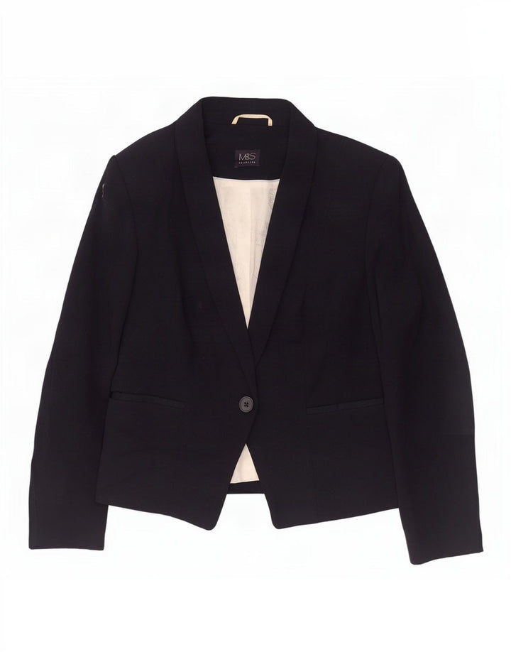 Jaqueta blazer feminina Marks & Spencer com 1 botão Reino Unido 14 grande azul marinho