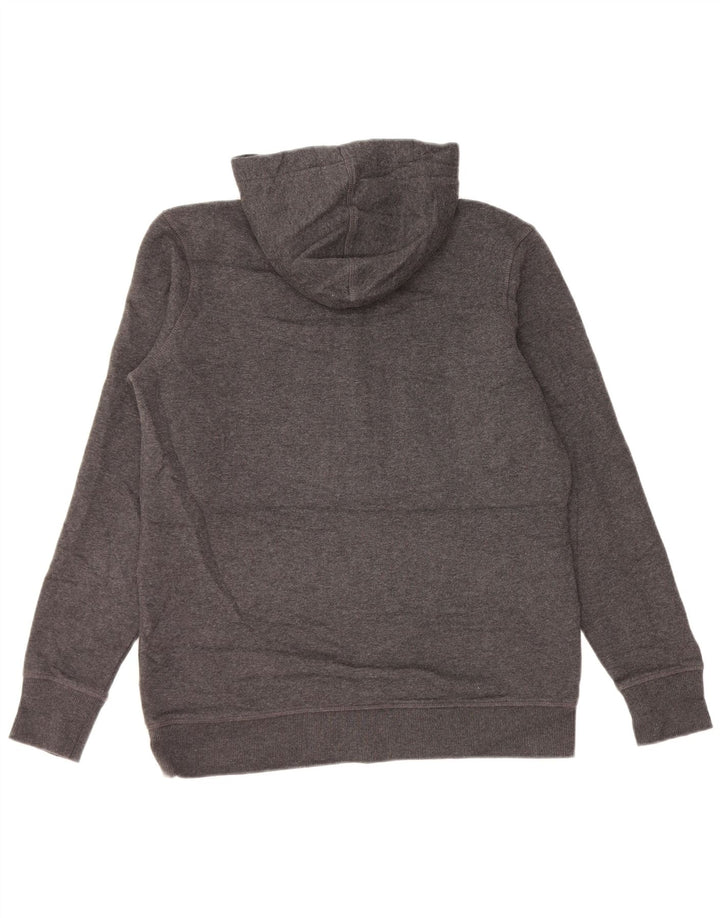 EDDIE BAUER Womens Button Neck Hoodie Jumper UK 14 Medium Grey Cotton