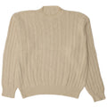 Vintage Herren-Pullover mit Rundhalsausschnitt, mittelgroß, aus weißer Baumwolle