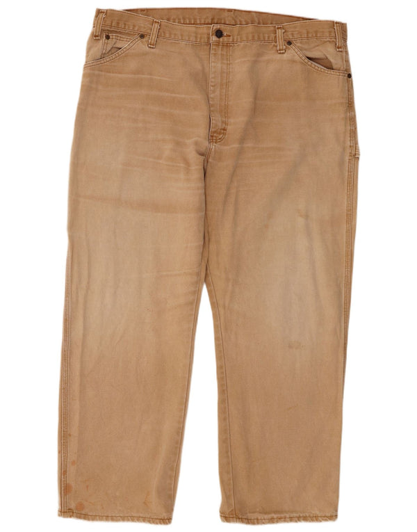 Dickies Mens Straight Cargo Trousers W42 L30 Beige Cotton