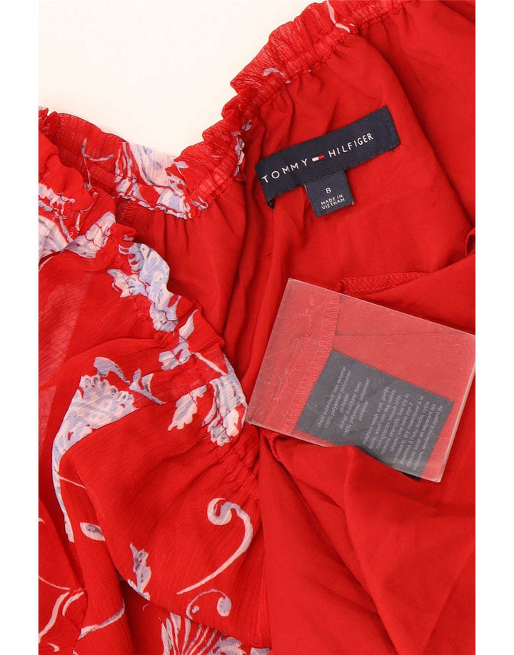 Tommy Hilfiger Womens Asymmetrical Dress US 8 Medium Red Floral
