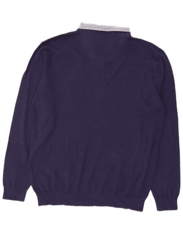 Pierre Cardin Herren-Pullover mit V-Ausschnitt, XL, marineblaue Baumwolle