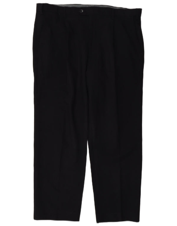 Marks & Spencer Pantalón de traje regular para hombre W38 L29 Poliéster azul marino