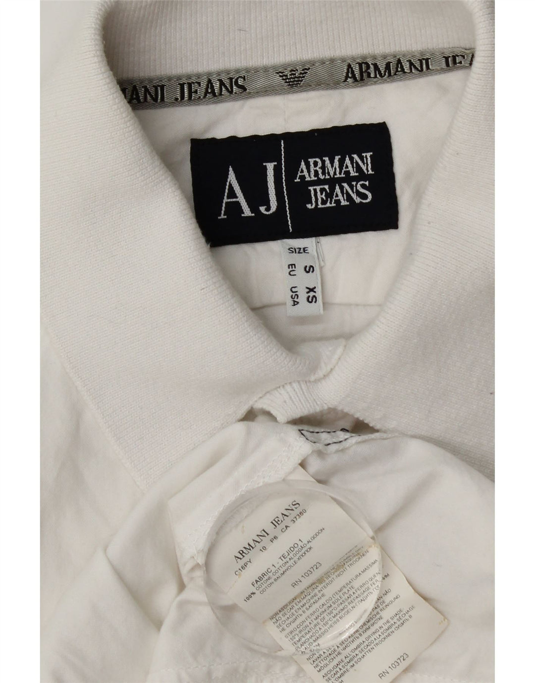 Armani Jeans Mens Short Sleeve Shirt Small White Cotton