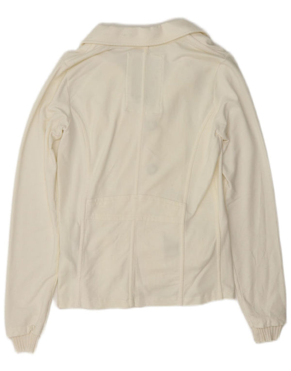 Giacca blazer a 3 bottoni da donna Woolrich UK 12 cotone bianco sporco medio