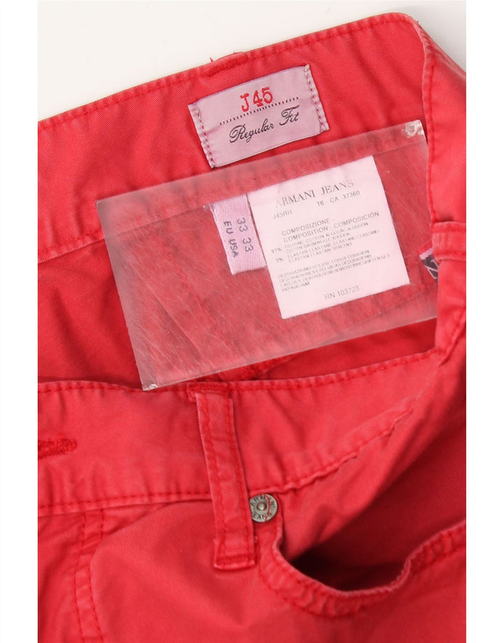 Armani Mens Regular Fit Straight Jeans W33 L29 Red Cotton