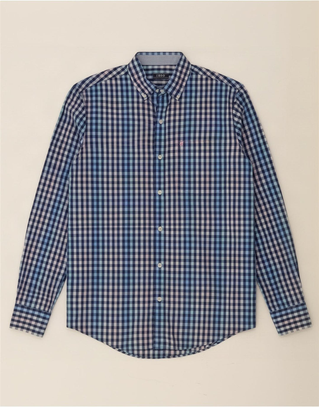 Izod Herrenhemd, klein, blau, Gingham-Baumwolle