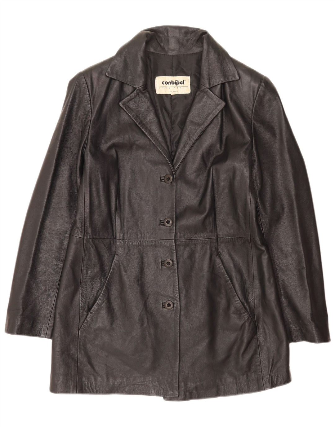 Conbipel Dame Læderjakke IT 46 Stor Sort Læder