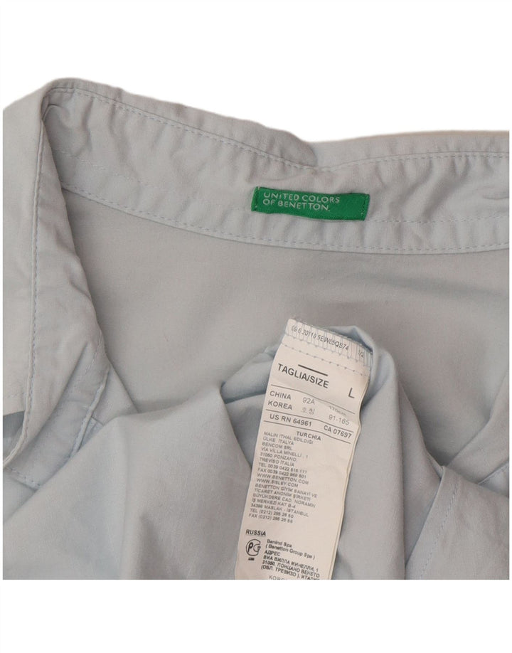 Benetton Womens Pullover Shirt UK 14 Large Blue Cotton