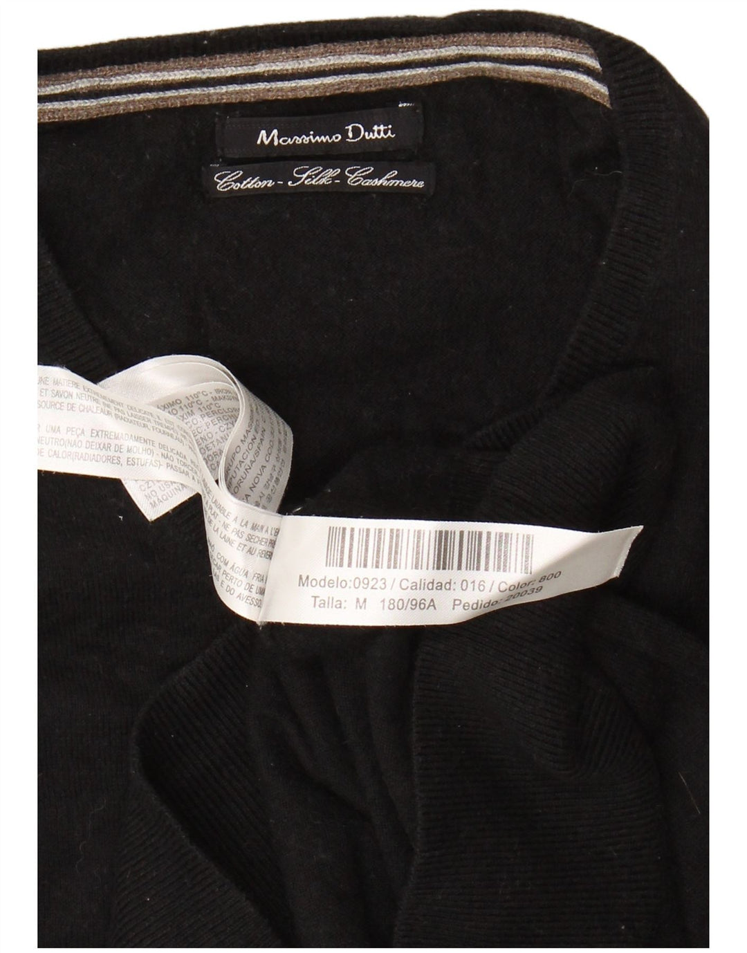 MASSIMO DUTTI Womens V-Neck Jumper Sweater UK 14 Medium Black Cotton