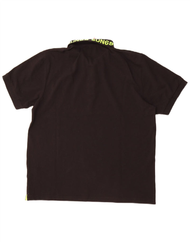 Sun68 Mens Graphic Polo Shirt 2XL Black Cotton