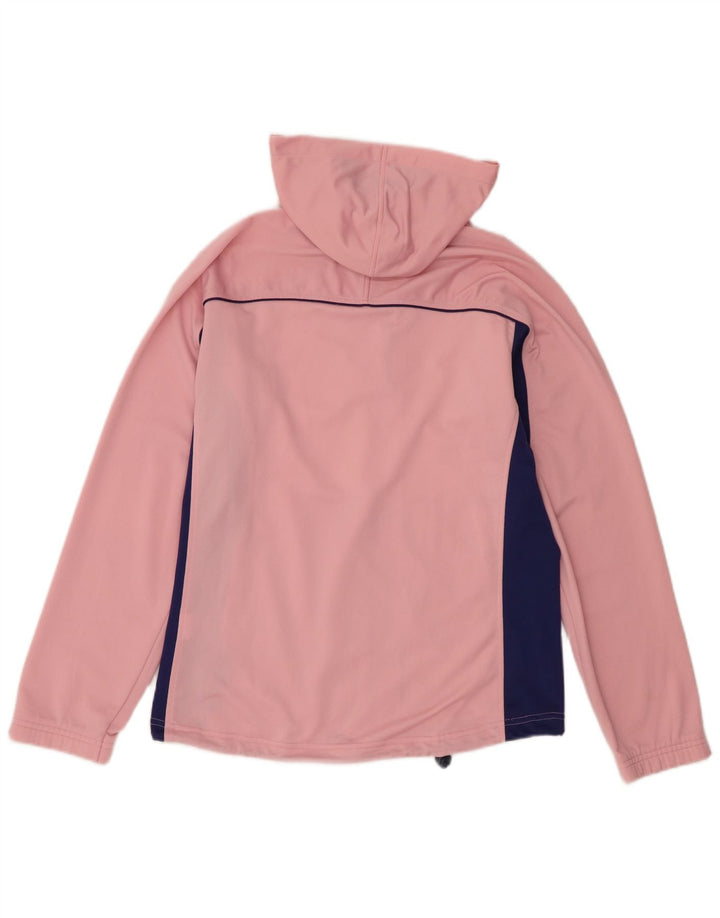 Asics Womens Hooded Tracksuit Top Jacket UK 14 Medium Pink Colourblock
