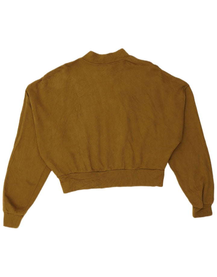 NIKE Womens Crop Oversized Sweatshirt Jumper UK 14 Medium Khaki Cotton