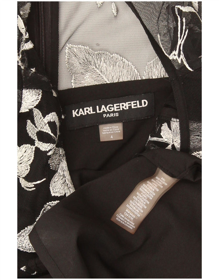 Karl Lagerfeld Womens Sheath Dress US 4 Small Black Floral Polyester