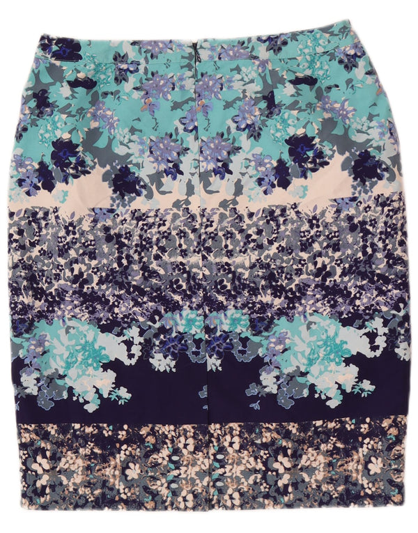 Laura Ashley Damen Bleistiftrock UK 12 Medium W32 Blau geblümtes Polyester