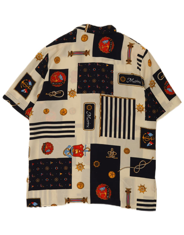Mirella Camisa Feminina Blusa IT 46 Grande Patchwork Multicolorido Náutico
